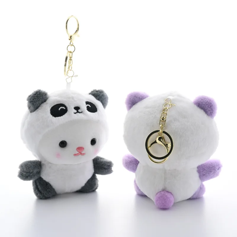 Nieuwe Schattige Geurige Cross Dressing Panda Zacht Pluche Speelgoed Sleutelhanger Mode Versieren Lieve Machine Pop Cadeau