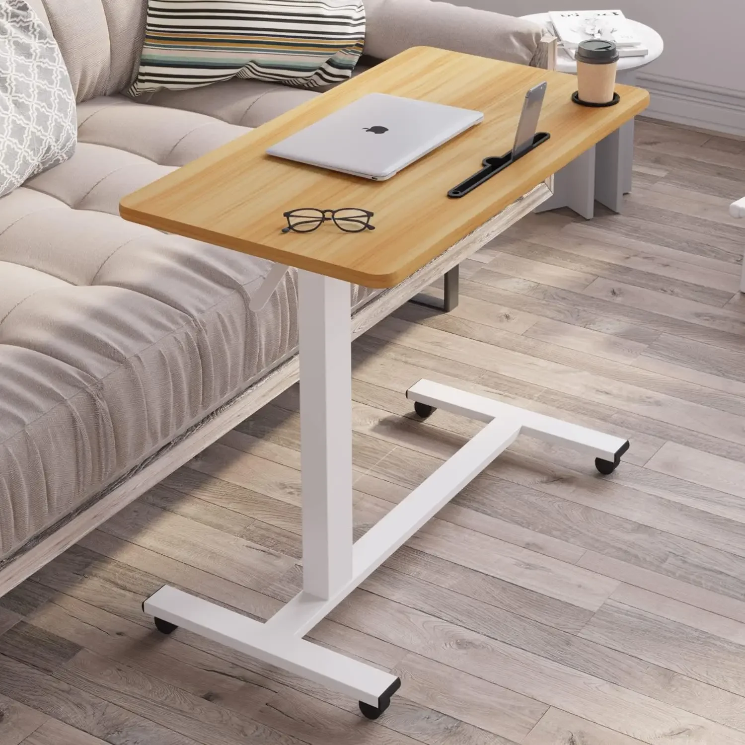 Table,Bed Desk,Hospital Bedside Table,Pneumatic Mobile Laptop Computer Standing Desk Cart with Tray