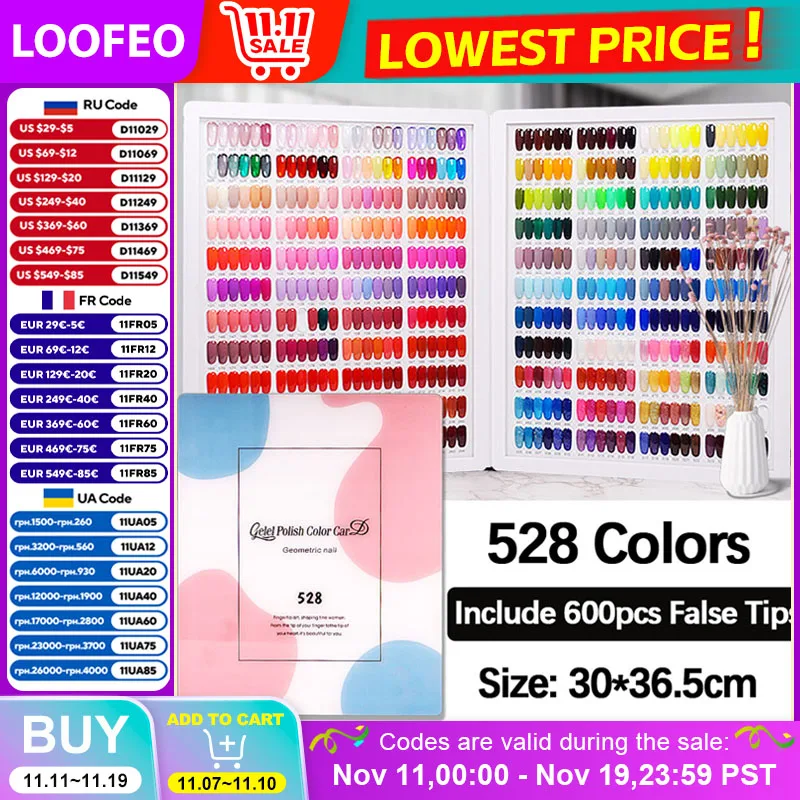

400/528/120 Colors Nail Display Book Leather Acrylic Cover Gel Polish Display Chart Color Card with False Tips Showing Shelf