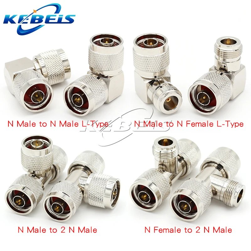 1Pcs N Type To N Connector L16 N To N Male Female 90Degree Right Angle Flange Tee Type 3Way Splitter RF Coaxial Adapter N-JJ-JKW
