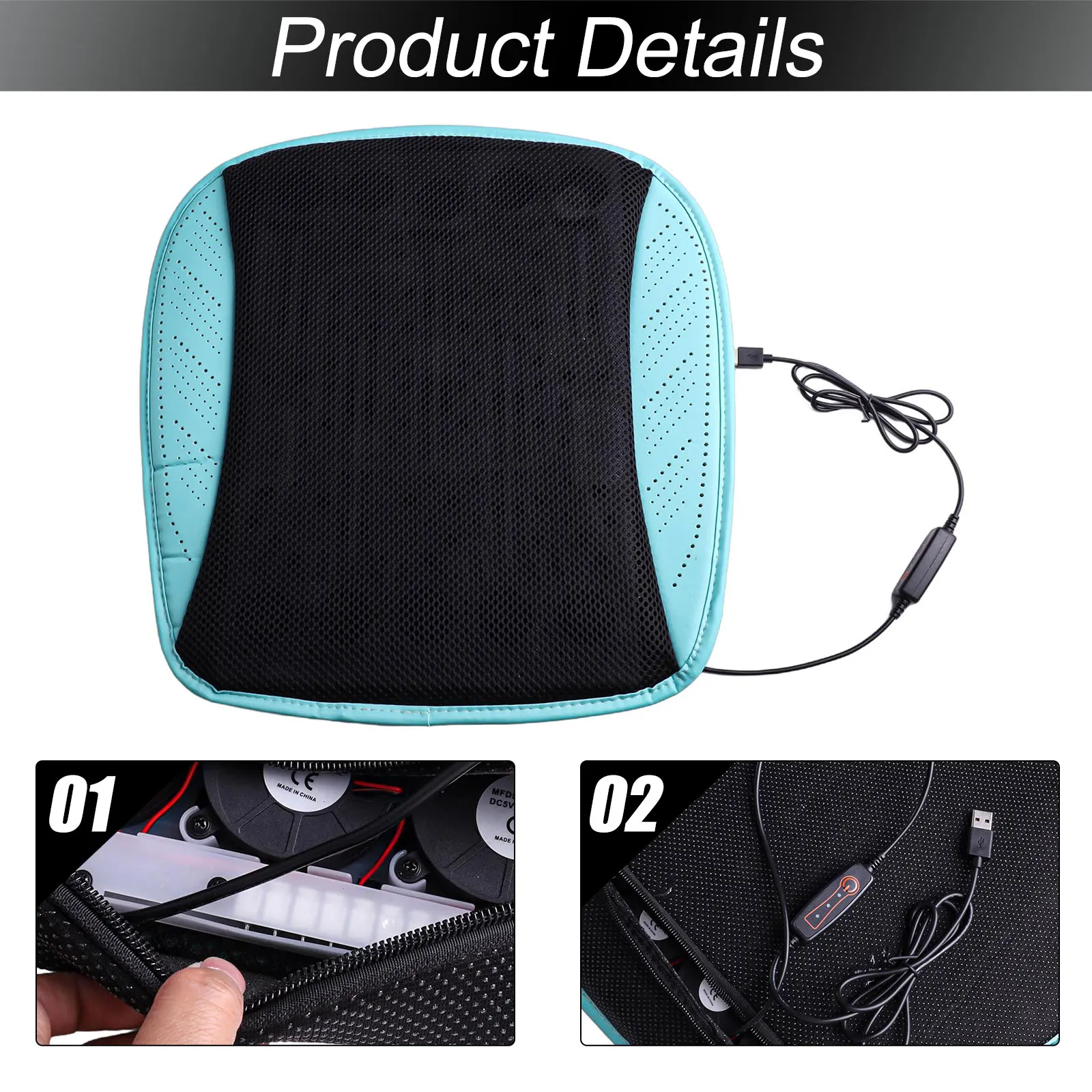 Cooling Car Seat Cover For 12V Ventilated Seat Cushion Fan Cooled Air Conditioning Seat Pad Auto Interior Accessories view 2