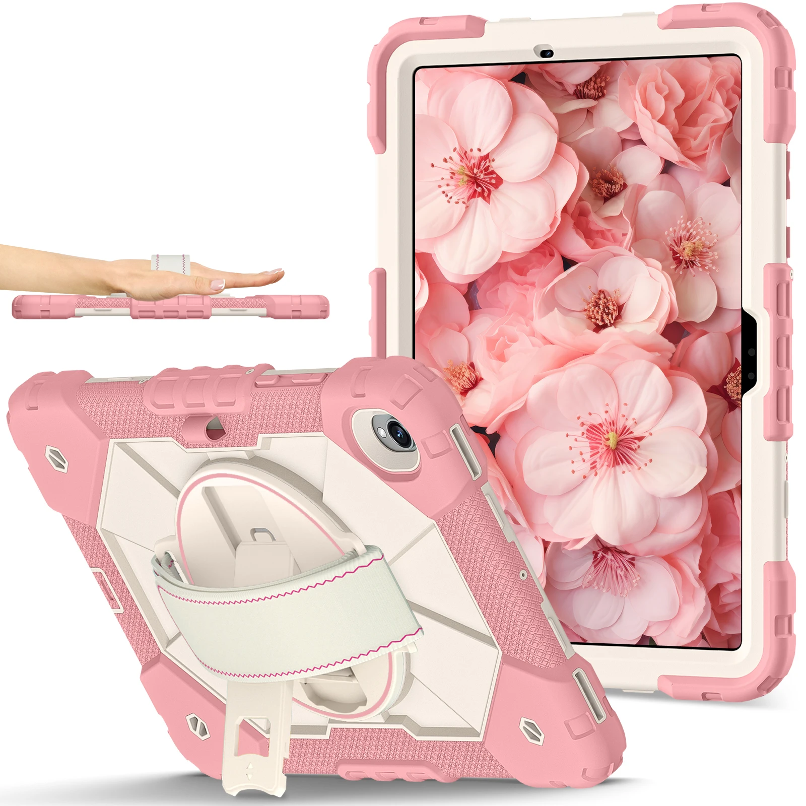 For Samsung Tab Case S11 S10 S9 FE A11 A9 Plus A7 Lite Tablet Stand Case Thick Shockproof with Rotating Strap Kickstand Cover