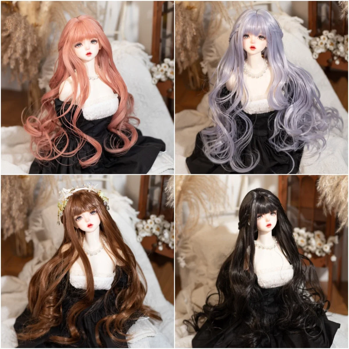 

Новый парик куклы 1/3 1/4 1/6 для куклы 60/45/30 см BJD/SD, коса принцессы, прическа, длинные вьющиеся волосы, аксессуары для кукол, без куклы
