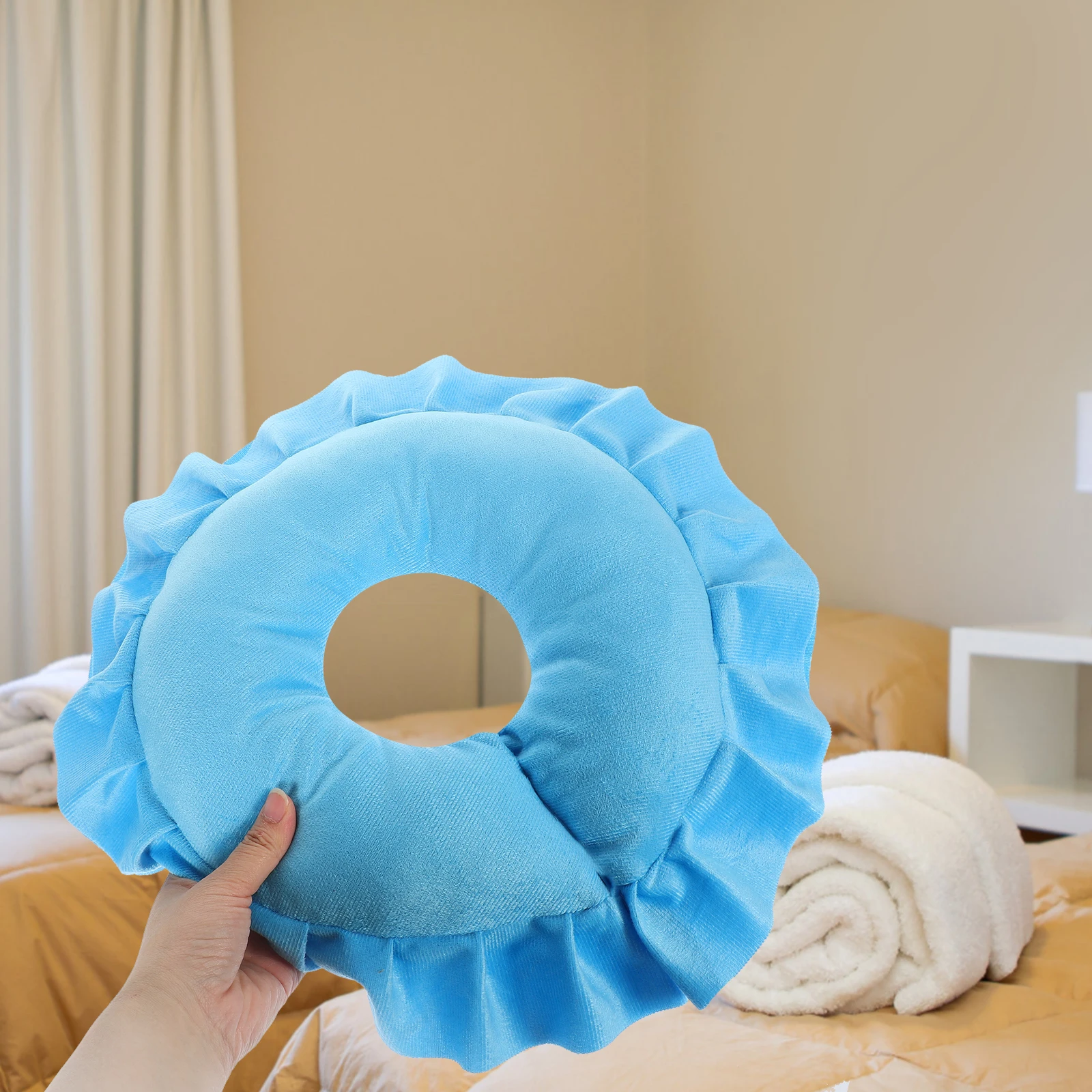 

Face Relax Pillow Nap Massage Headrest Cradle Cushion Blue Fabric Cooling Spa Salon Beauty Tool Accessory U Shape Design