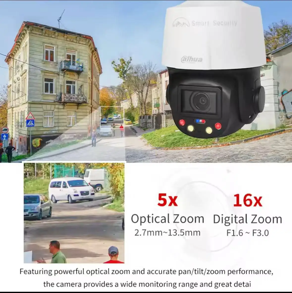 Dahua SD3E410DB-GNY-A-PV1 4MP 10x TiOC WizSense  PTZ Camera  Human and Vehicle  Detection Built-In Two-Way IP66 MSD CCTV