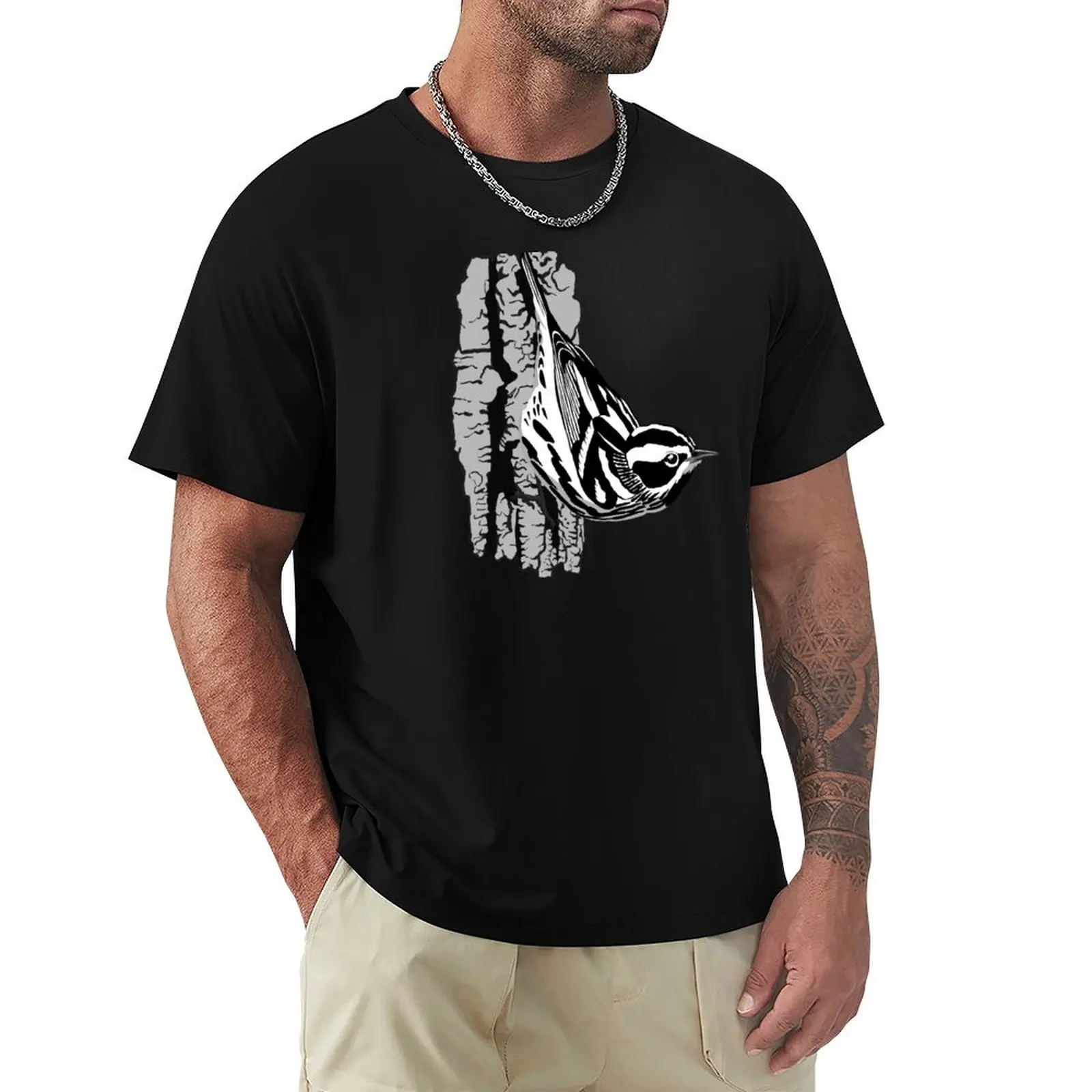 

Black-and-White Warbler T-Shirt Casual Fashion Print Tee Top