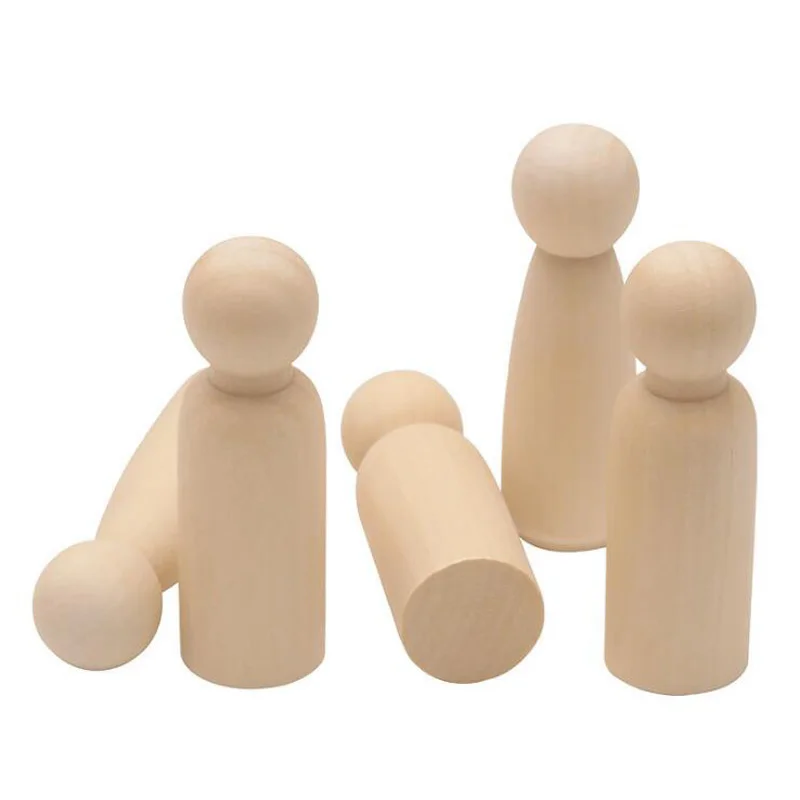 10pcs 90mm Solid Hard Wood DIY Unfinished Wooden Peg Dolls Create Your Own Characters with Unfinished Wooden Doll Bodies