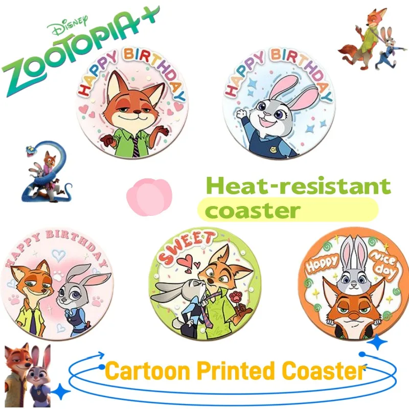

Подставка для мультфильма Disney Zootopia, впитывающий обеденный коврик, термостойкий коврик, коврик для чашки кофе и чая с защитой от ожогов, коврик для чаши и тарелки