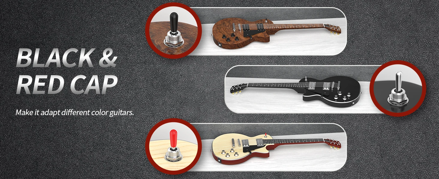 DaierTek 3-Wege-Kippschalter für Gitarre EIN/EIN/EIN 6-poliger 3-Positionen-Gitarren-Tonabnehmer-Kippschalter DPDT mit roten und schwarzen Spitzen – Detail 3