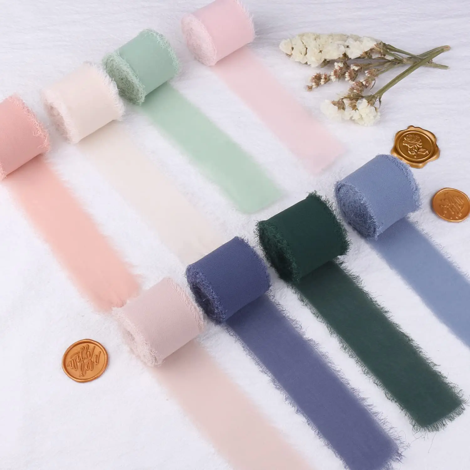 Hand-torn Chiffon Ribbon with Raw Edge Wedding Bouquet Tassel Streamer Bow Decorative Chiffon Silk Strip