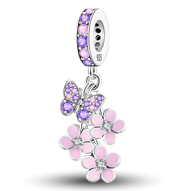 925 Sterling Silver Cute Dinosaur Sunglasses Butterfly Charms Bead Fit Diy Bracelet Bangle Making Gift Of High Quality Jewelry