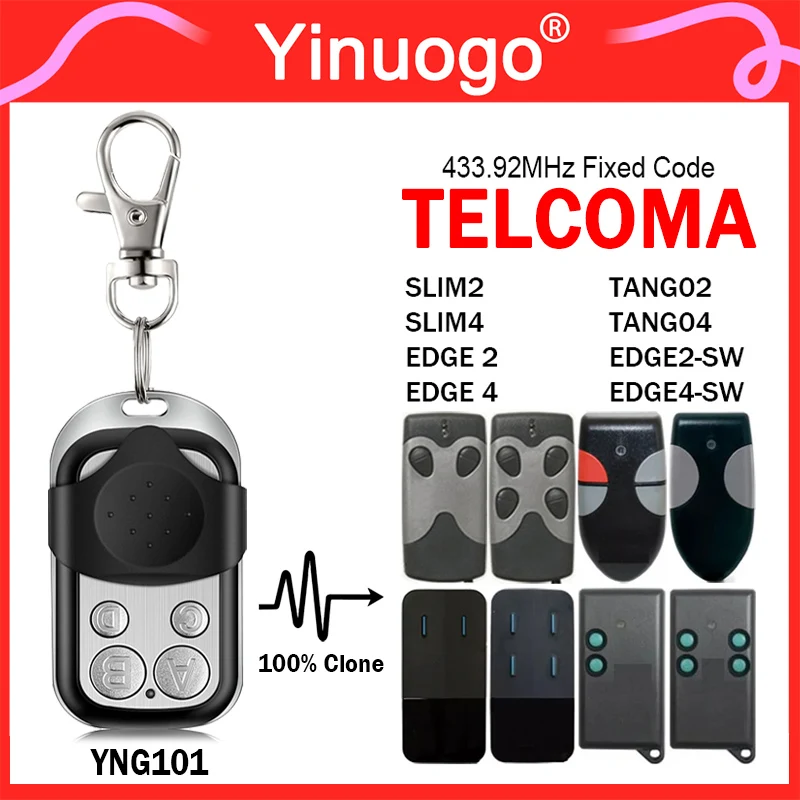 

For TELCOMA SLIM2 SLIM4 EDGE2 EDGE4 TANGO2 TANGO4 EDGE2-SW EDGE4-SW 433MHz Fixed Code Garage Door Remote Control