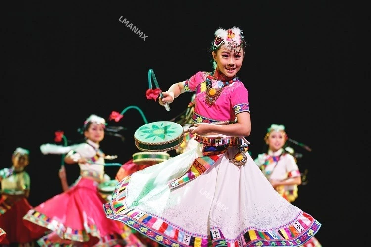 

Tibetan performance costume, children's ethnic 360 degree skirt dance performance costume, women's costume