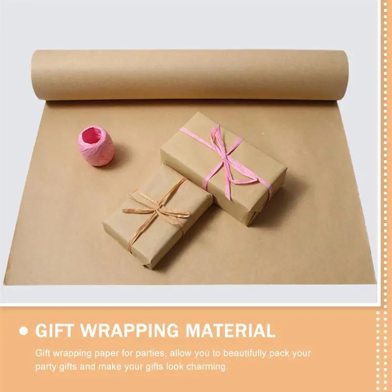 Floral Wrapping Paper Bouquets Brown Roll DIY White Warp Scroll Kraft Gift Packing for School Office Kraft Paper 30cmx10m