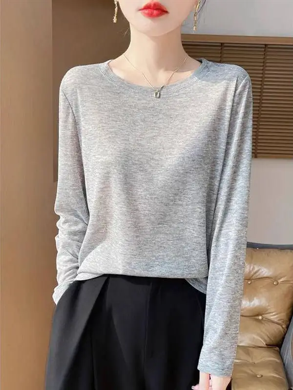 

Sli round Ne Knitwear Loose Long Sve Women's Base irt Autumn Winter New Arrival Slimming Versatile Simple Outerwear