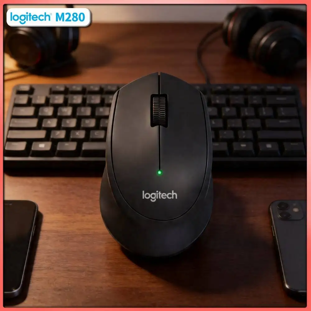 Logitech M280 Ergonomic Wireless Mouse Mute Click Module 10m Secure Connection 18-Month Battery Quick Install for Desktop PC
