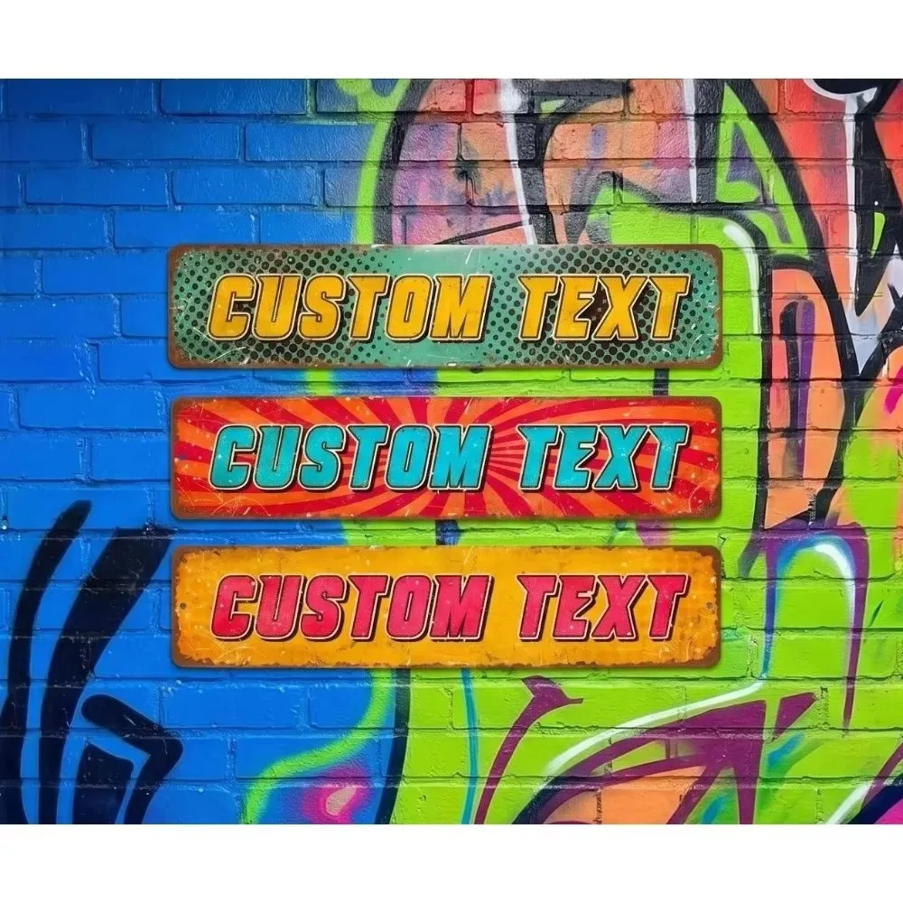 CIFbuy Custom Teal Yellow Text Metal Plaque, Personalized Vintage Wall Sign, Workshop Room Decor