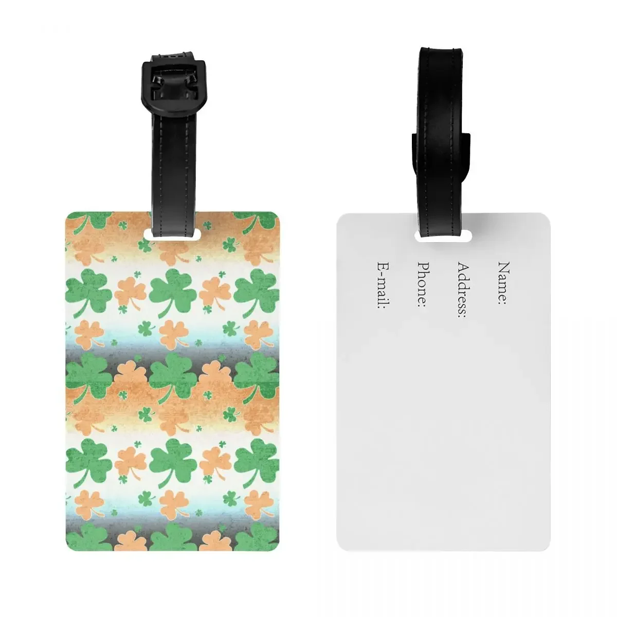 Shamrocks In Distressed Irish Flag Luggage Tag Ireland Travel Bag Suitcase Privacy Cover ID Label