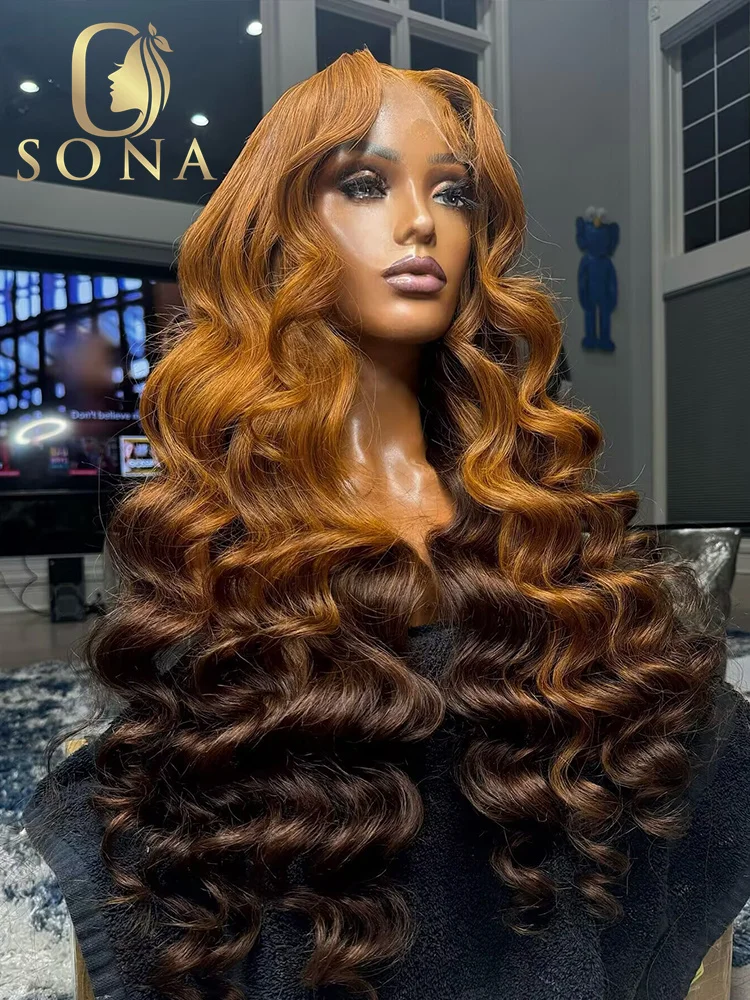 13x6 HD Lace Frontal Wig Water Wave Ginger Brown 13x4 Lace Front Human Hair Wigs Loose Wave Preplucked 4x4 Lace Closure Wig