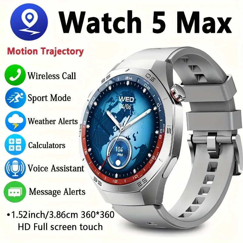 

2025 Новые GPS-часы 5 MAX Смарт-часы с 3,86 см 360*360 HD-экраном AI Voice Беспроводной вызов Смарт-часы для мужчин GPS Motion Trajecto