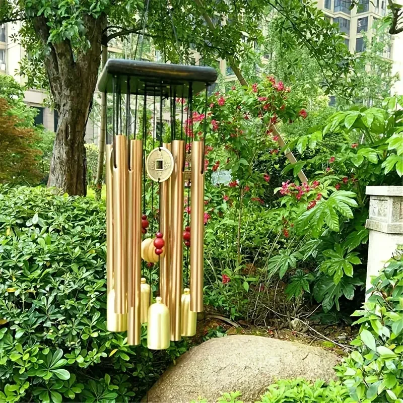 1 Large Outdoor Wind Chime Copper Bell Antique Wind Chime Hanging with Aluminium Alloy Tube Decorative Patio Art Decorations