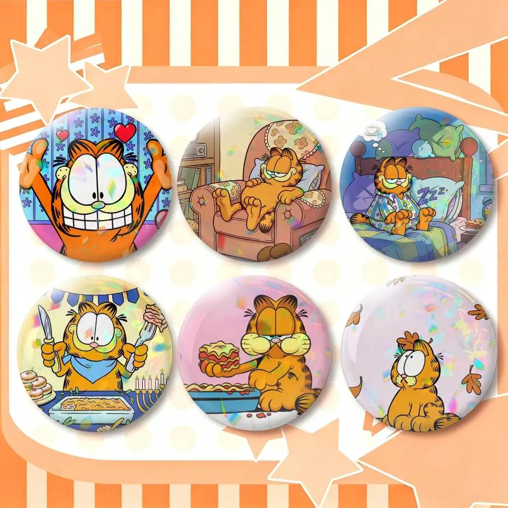 ute-e Cartoon-n GarfieldS  25 32 44 58 75mm Badges Personalized Round Brooches Pins Accessory Gift