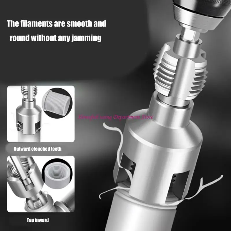 Electric Drill Compatible PVC Pipe Threader PVC Thread Maker Tool for Electric Drill, 3/4