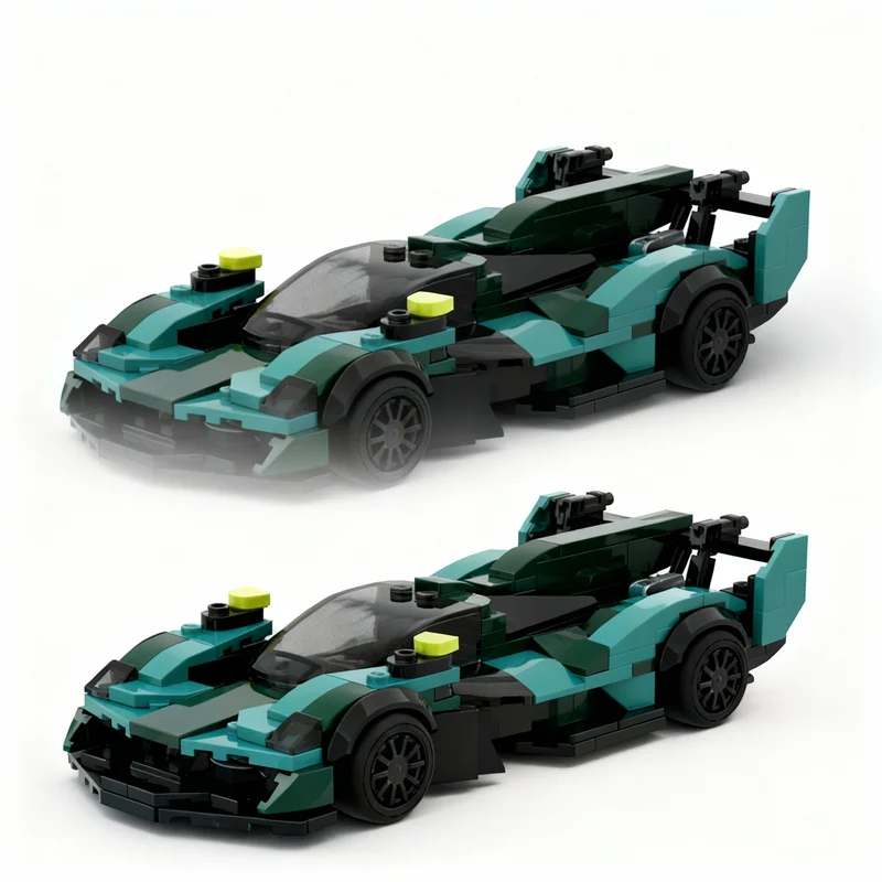 608pcs MOC City Champions AstonsMartins Valkyrie LMH #007 & #009 WEC Model Building Blocks Toy Idea Display Creative Craft Brick