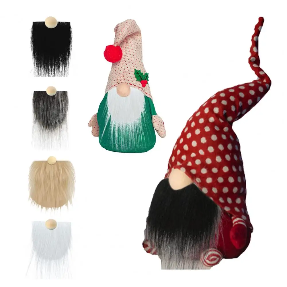 12Pcs Gnome Beard And Nose Kit, DIY Christmas Craft Supplies with Plush Beards And Wooden Ball Noses for Doll Making