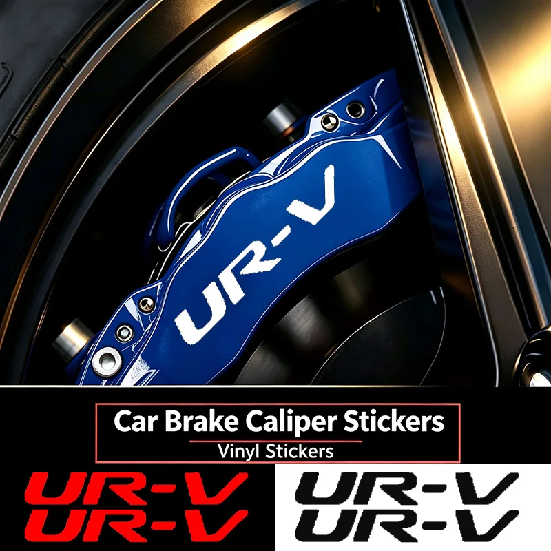 6pcs For Honda UR-V URV Emblem Heat Resistant Car Brake Caliper Sticker Waterproof Wheel Vinyl Decals Modification Accessories