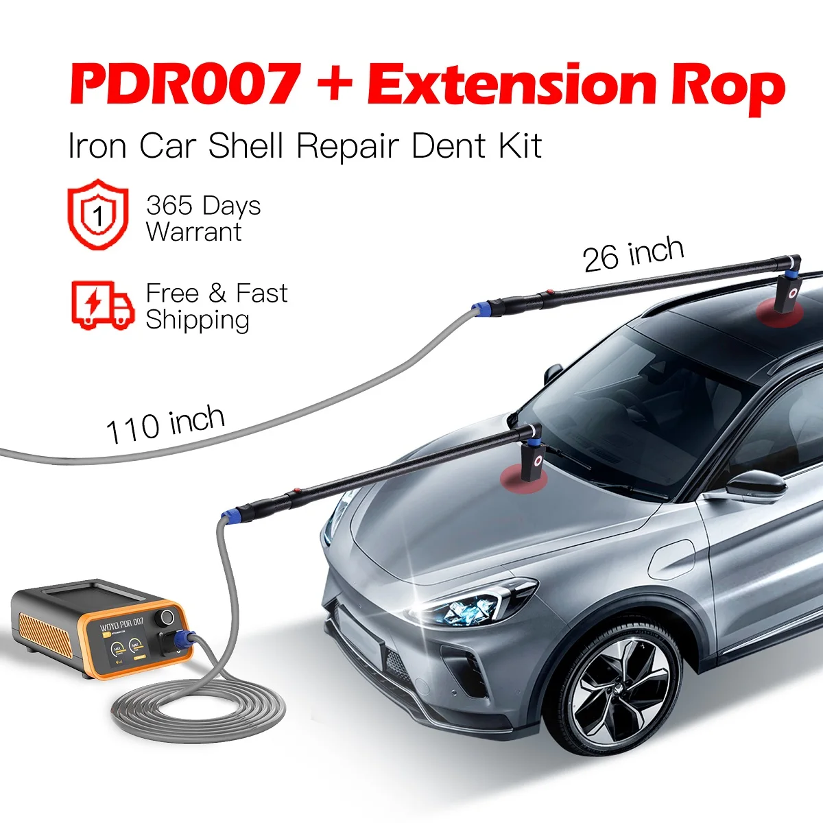 WOYO PDR007 And Rod Magnetic induction Heater Removal Kits Auto Body Repair Paintless Dent Repair Tools PDR 007+Rod