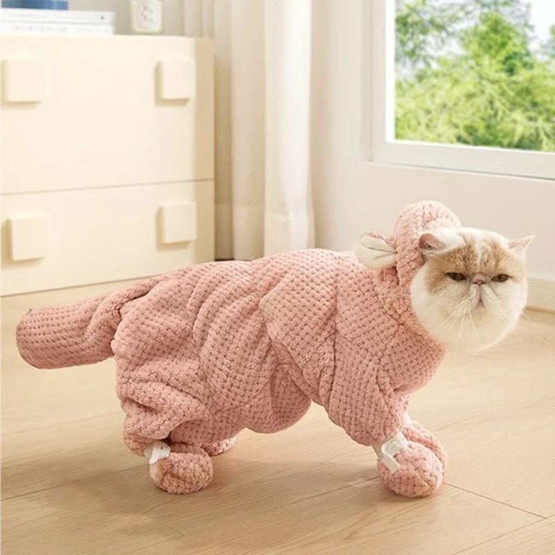 

Быстросохнущий халат для домашних животных, одежда для кошек, впитывающее банное полотенце, мягкий халат для сушки кошек, аксессуары, полотенце для собак и кошек