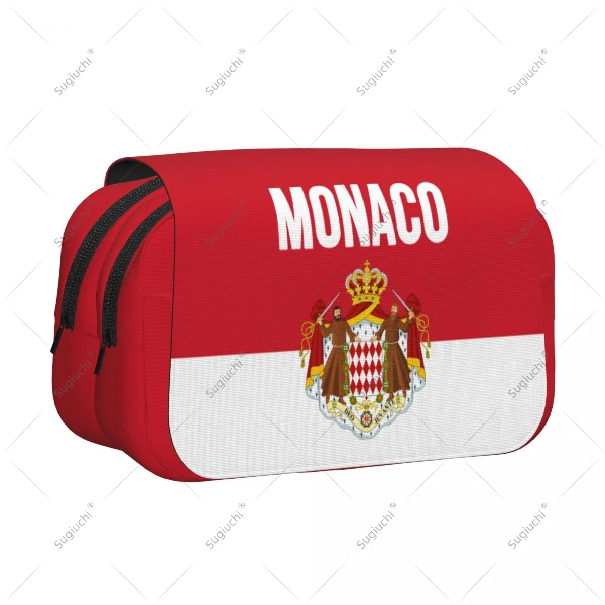 

Pencil Case Scissors Bags 3D Monaco Flag Double-layer Oxford Cloth Stationery Storage Pen Box Case