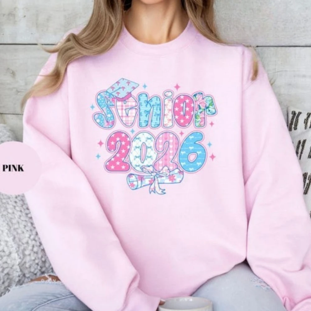

Толстовка Preppy Senior Coquette 2026 Толстовка Preppy Class of 2026 Уличная модная толстовка с принтом Женский пуловер