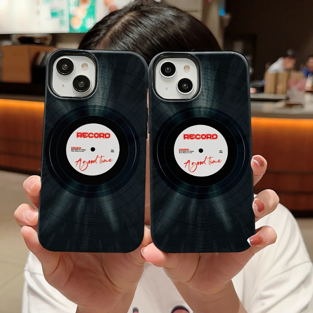Stylish Double Layers Shell Disc Phone Case For iPhone 14 15 Pro Max Plus Back Phone Cover For 13 12 11 Pro  Max MINI image 2