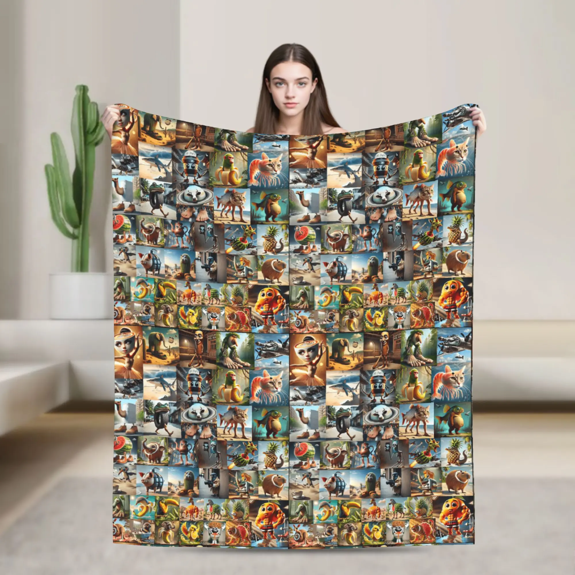 Funny Italian Brainrot Memes Compilation Blanket  Travel Flannel Throw Blanket For Home Decor Super Warm Quality Bedspread Gift