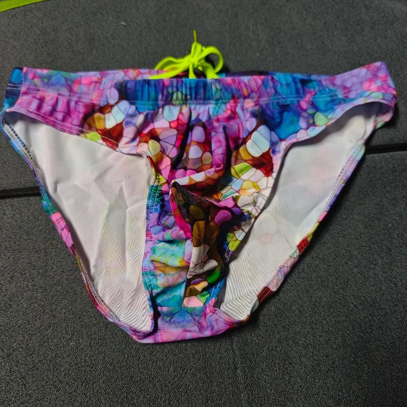 2026swimming trunks double-layer printed tether high elastic breathable U-convex underwear European and American beach 1931-SJ