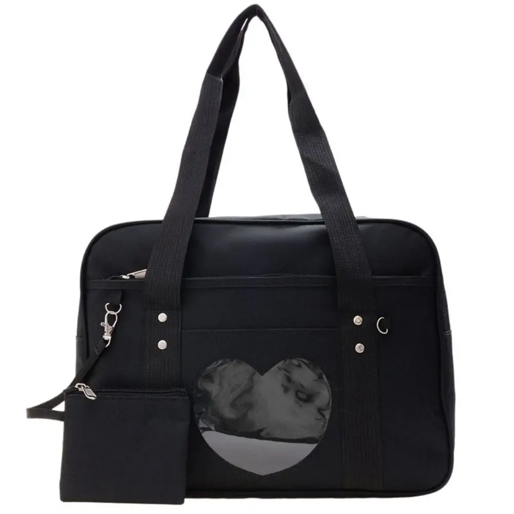 Funny Heart JK Uniform Itabag Ox Cloth Japanese Preppy Style Transparent Bags Wallet Y2k Shoulder Bag Storage Bag