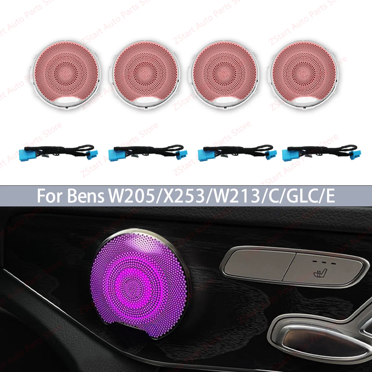 

3/64 Colors Speaker Cover Ambient Light For Mercedes Benz W205 X253 W213 W238 C/GLC/E-class Coupe Car Door Horn LED Decorative