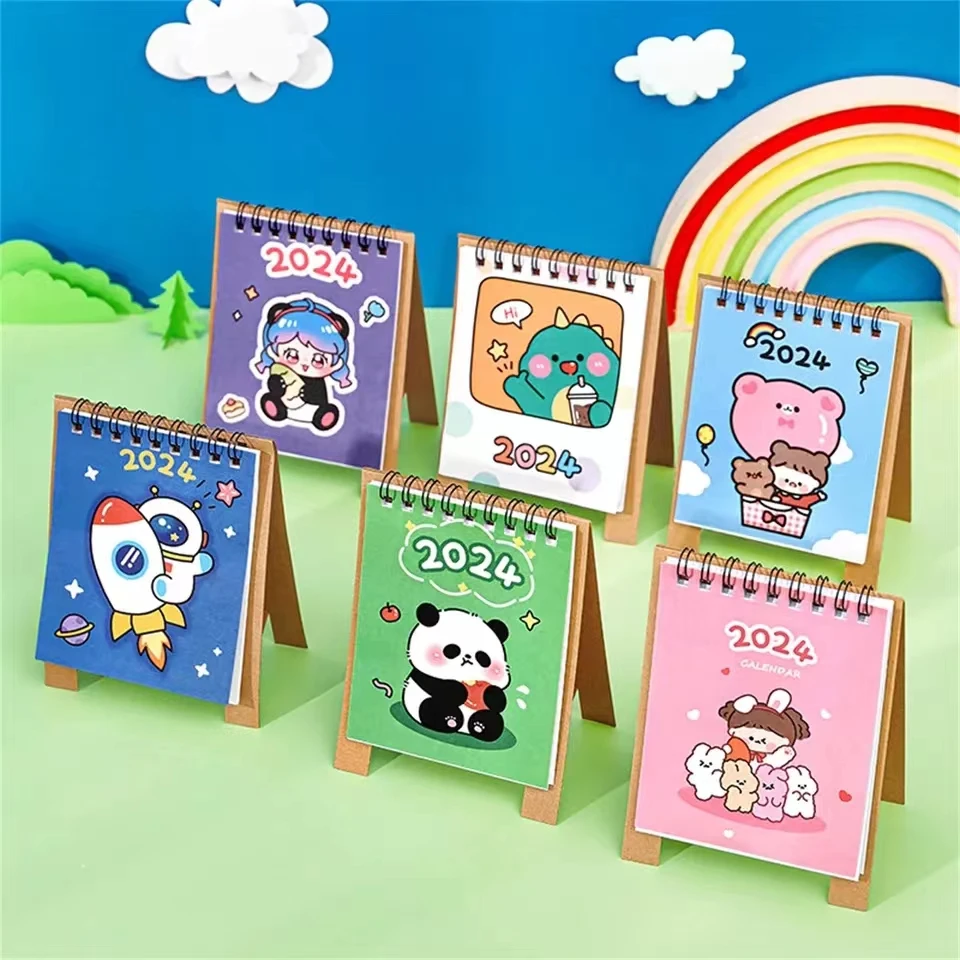 2024 Calendar Simple Desk Fresh Cute Animal Mini Desktop Note Coil Calendar For Book Office School Supplies