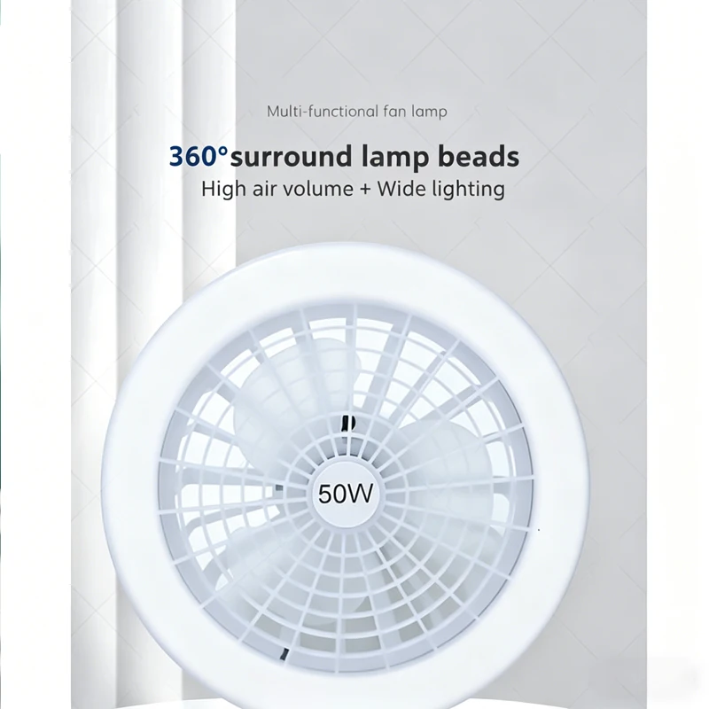 2 In 1 Ceiling Fan Lamps 3 Speeds Adjustable E27 Base Infinitely Dimmable for Living Room Bedroom Study LED Decorative Light