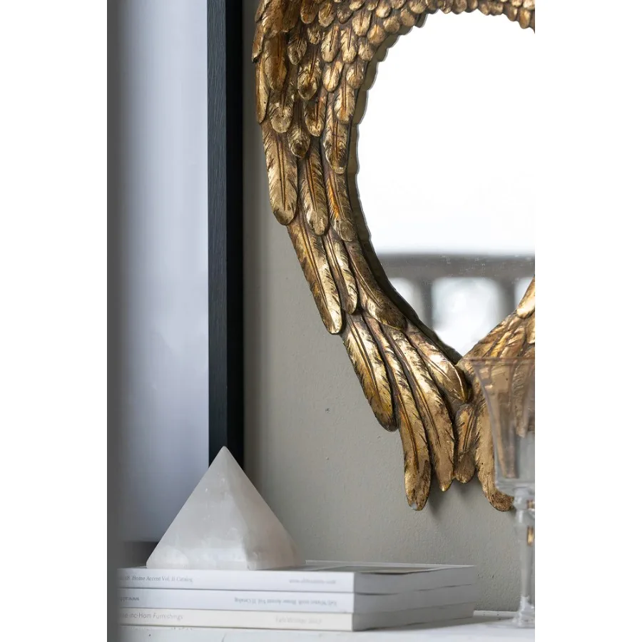 22" x 16" Golden Wing Accent Mirror Wall Mirror for Living Room Entryway Bedroom Foyer Office