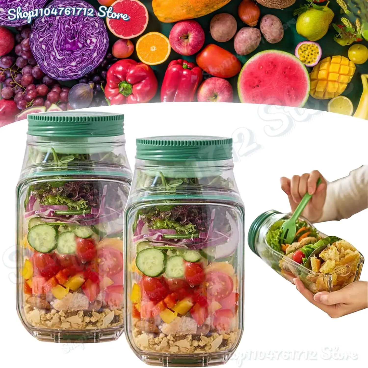 

Salad Pod,Vertical Layering Salad Pod Built,Portable Leakproof Container Keep It Fresh Container for Lunch Bowl with Leak Proof