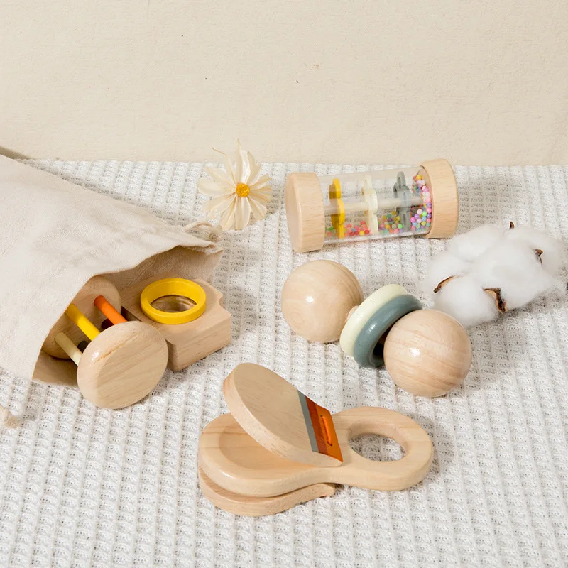 Combinación de instrumentos musicales relajantes para bebés y niños pequeños, juego de siete piezas, juguetes educativos de madera para educación temprana