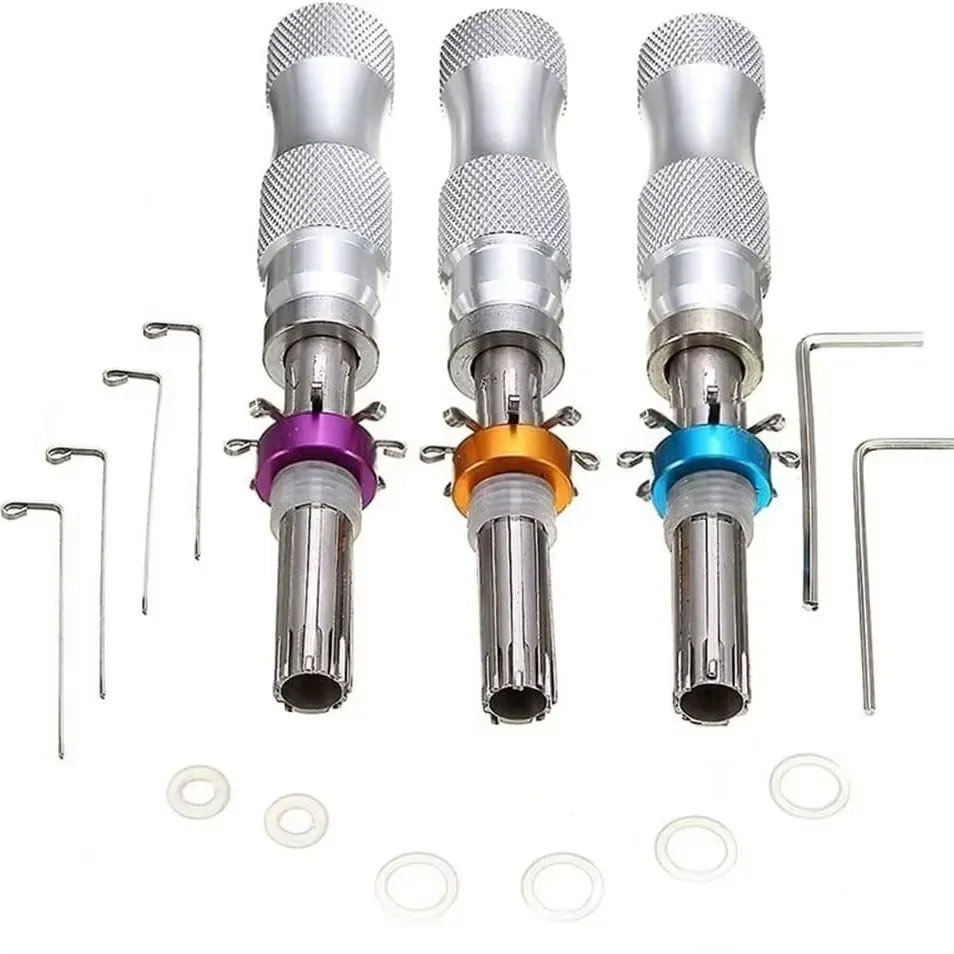 3Pcs 7 Pin Advanced Tubular Lock Pick Set Stainless Steel Cross Pic-ik Padlock Tool Kit for Security Professionals
