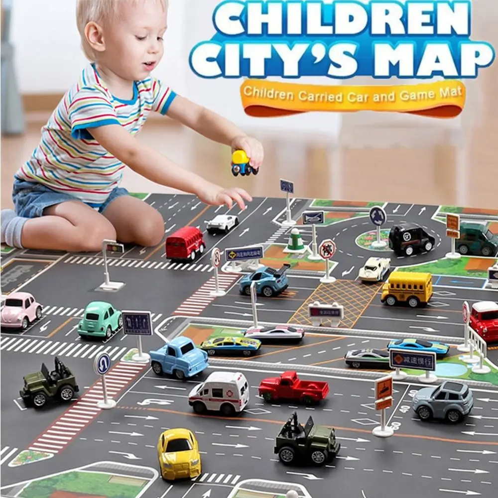 سيارة تسلق الطريق حصيرة اللعب الطريق السجاد Playmat مدينة وقوف السيارات خريطة الطريق تسلق الحصير اللعب DIY بها بنفسك علامات الطريق المرورية