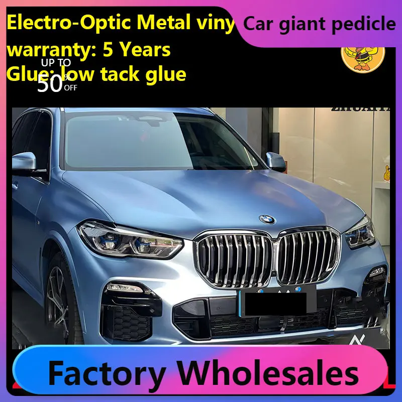 

Green Mist Blu Electro-optical Metal Vinyl Wrap For Car Wrapping Covering Foil Air Bubble Free Low Tack Glue1.52*18M/Roll 5x59ft