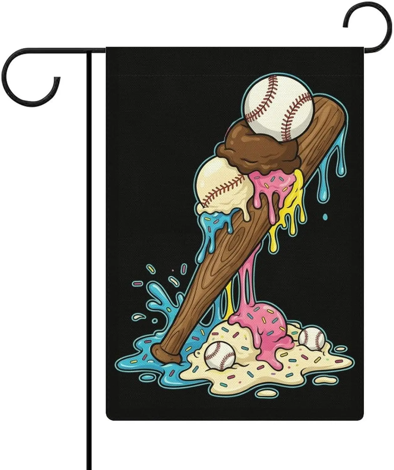 Ice Cream, Dripping, And Baseball Garden Flag 12x18 Inch, Double Sided Outdoor Sign for Home Farmhouse Yard Decoration yyi