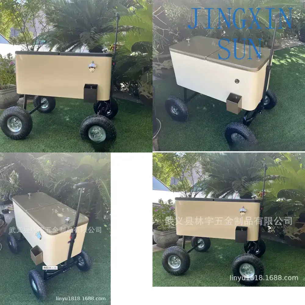 Carrito Aislante para Remolque de Cubos de Hielo, Cubo de Hielo de Doble Capa para Cerveza, Tiramisú, Almacenamiento en Frío de Plástico