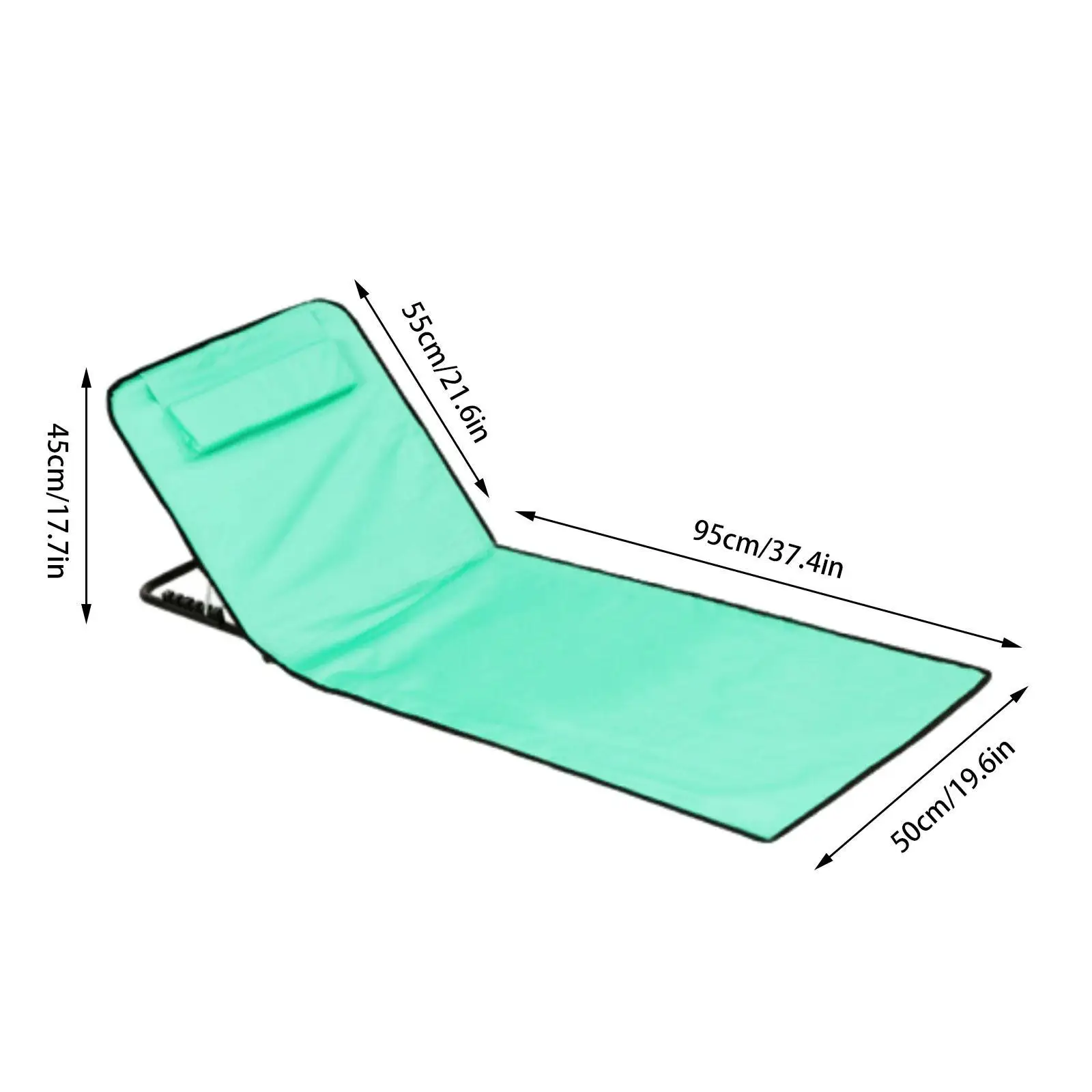 Folding Beach Chair with Back Support Beach Mat Lounge Chair for Adults Patio Floor Chair for Outdoor Pool Hiking Garden Yard